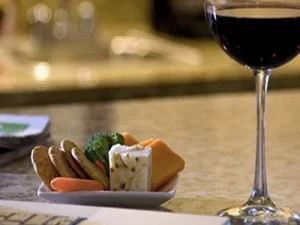Elegant wine and cheese plate