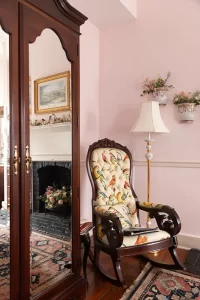 Closeup of rocking chair in Canopy bedroom