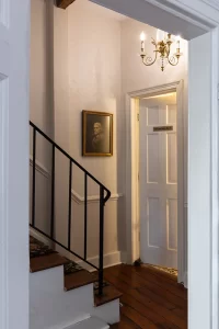 View to private bathroom across the hall from Canopy bedroom