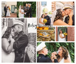 Photo collage of wedding at The Richard Johnston Inn